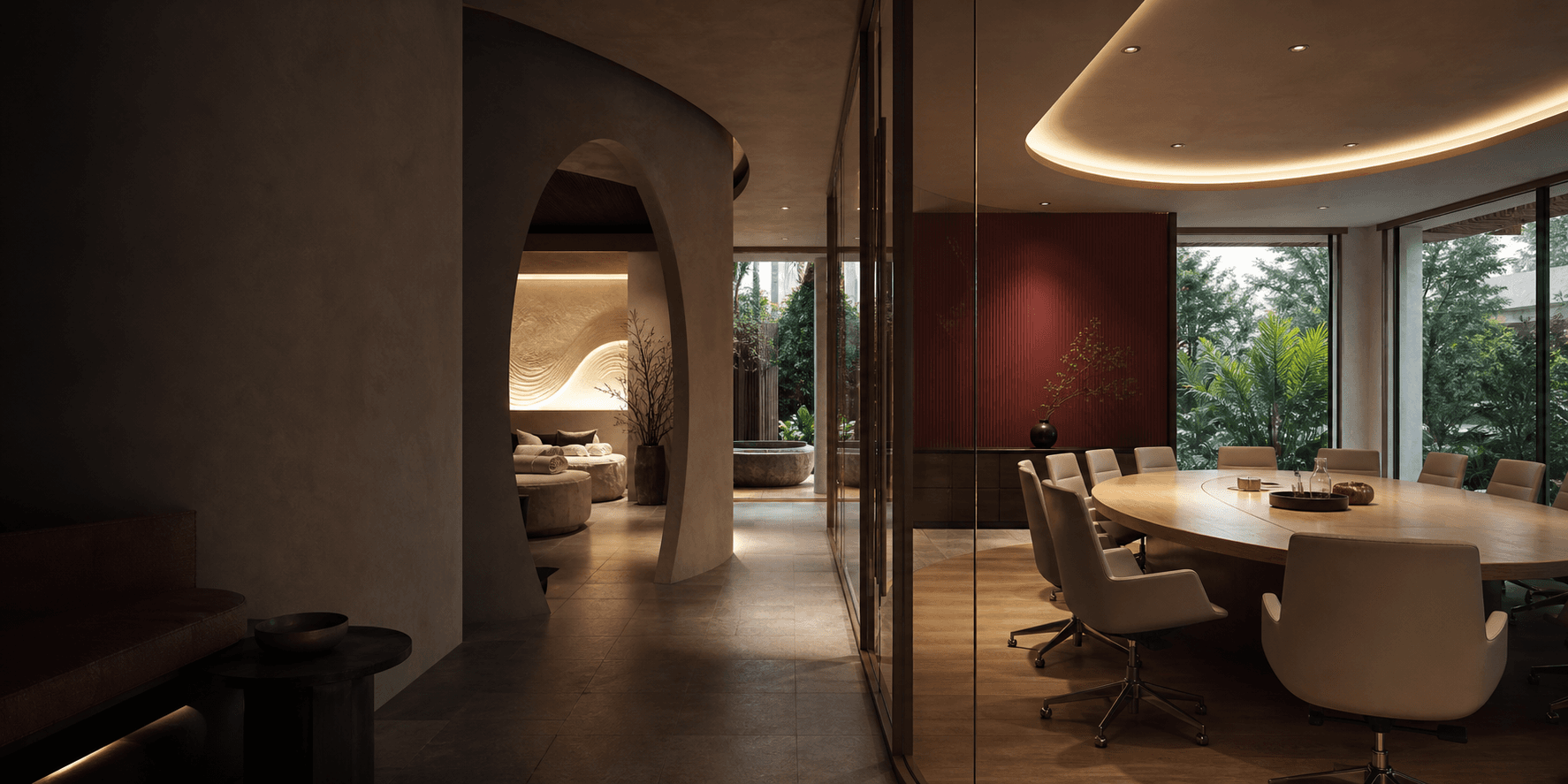 Lotus Meeting & Spa calm meeting and treatment interiors