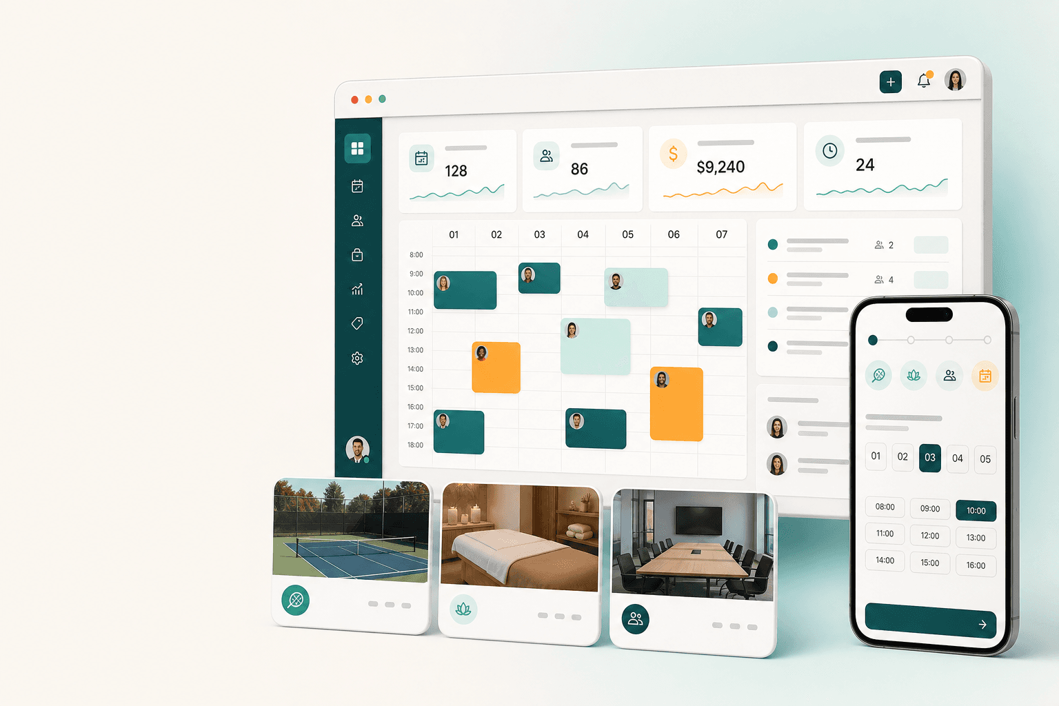 Bookly product workspace showing scheduling and operations